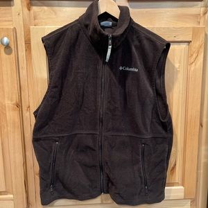 Mens Brown Fleece Columbia Vest